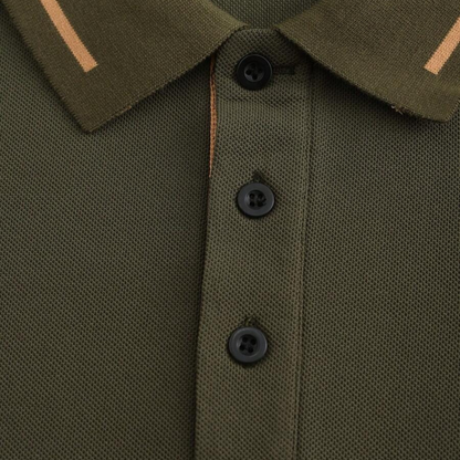 Mens Polo Shirt Contrast Trim Army Green