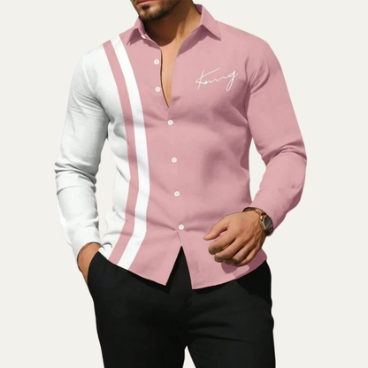 Men's Color Block Striped Dress Shirt