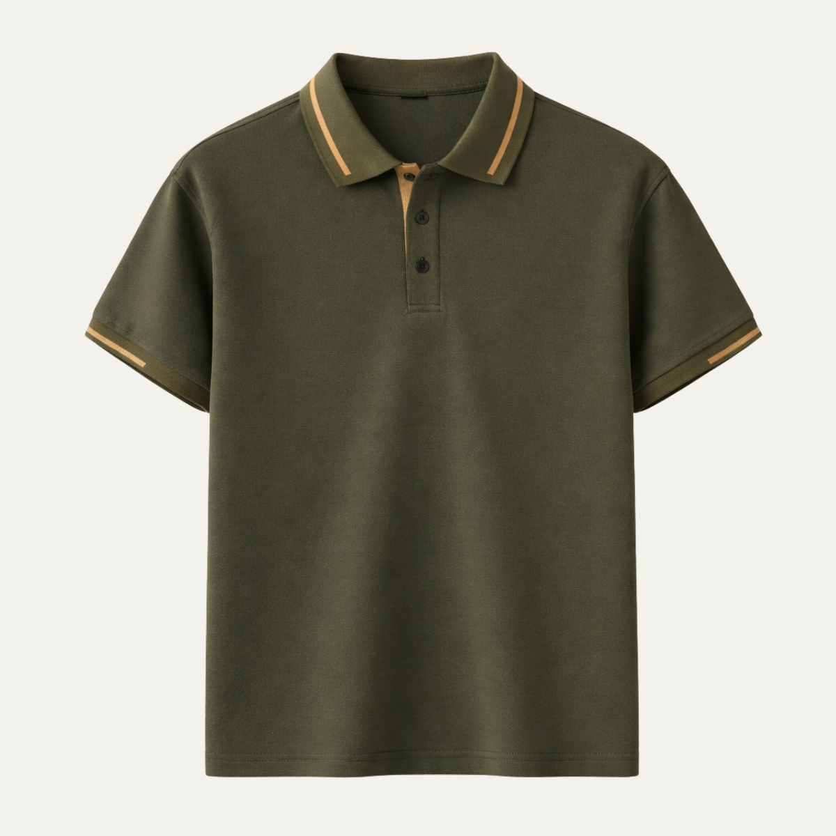 Mens Polo Shirt Contrast Trim Army Green - VibreMode