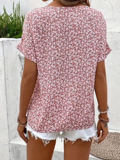 Beautiful Floral Womens Summer Blouse Top