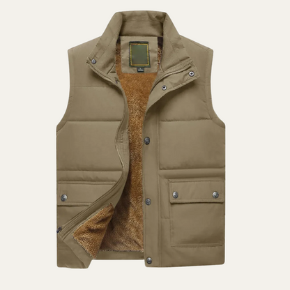 Men's Puffer Vest Fleece Lined Waterproof Black