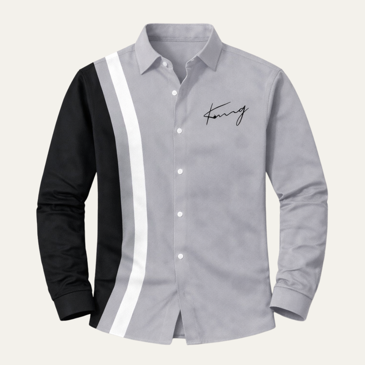 Men's Color Block Striped Dress Shirt - VibreMode