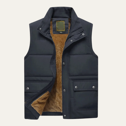 Men's Puffer Vest Fleece Lined Waterproof Black