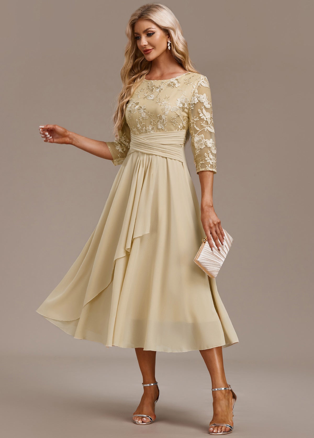 Elegant Floral Cap Sleeve Dress - VibreMode