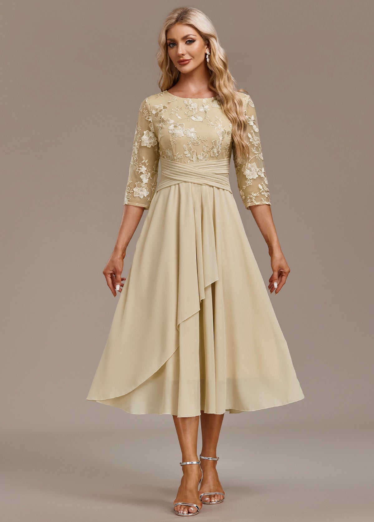 Elegant Floral Cap Sleeve Dress