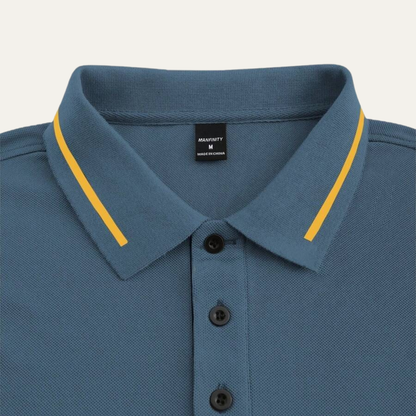Mens Polo Shirt Contrast Trim Blue