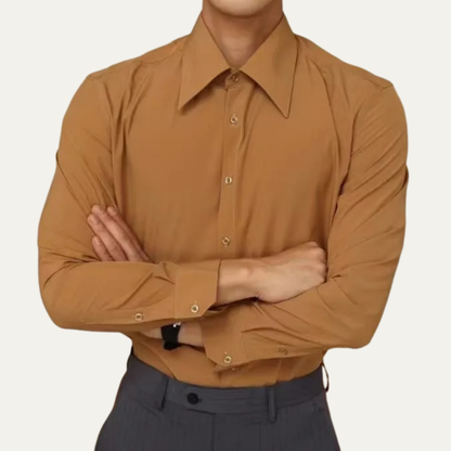Mandello Men's Slim Fit Dress Shirt Pointed Collar