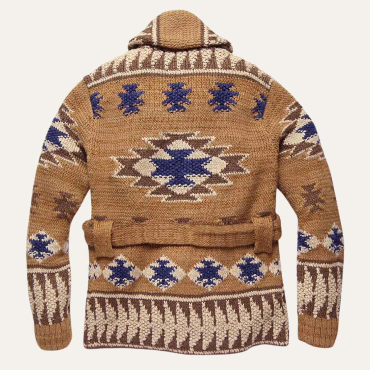 Men's Retro Cardigan Sweater Thick Knit Jacquard