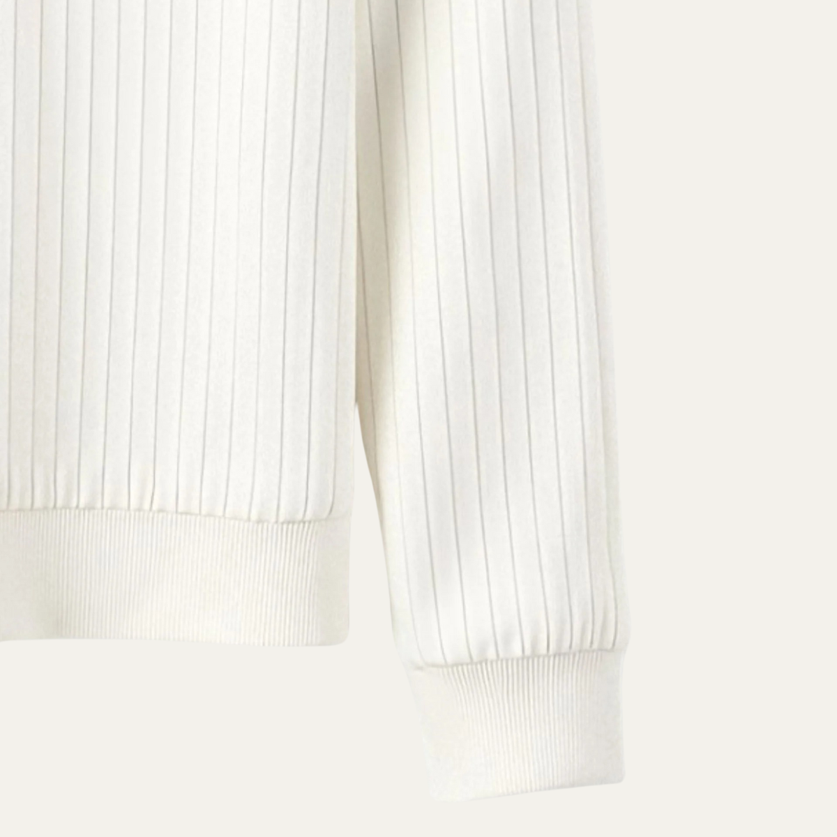 Men's White Ribbed Crew Neck Sweater