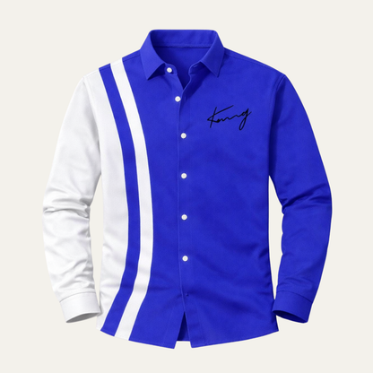 Men's Color Block Striped Dress Shirt