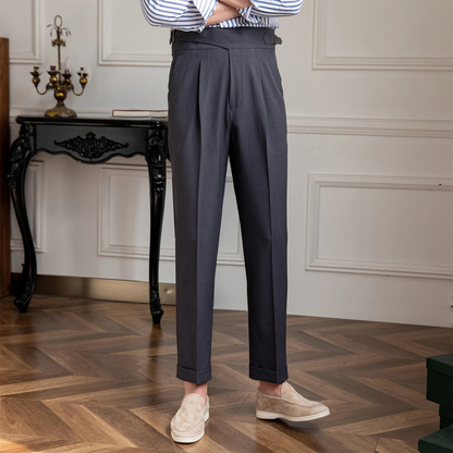 Men's Slim Fit High Waist Dress Pants Straight Leg