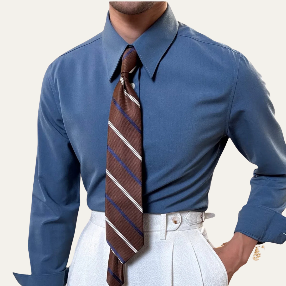 Mandello Men's Slim Fit Dress Shirt Pointed Collar