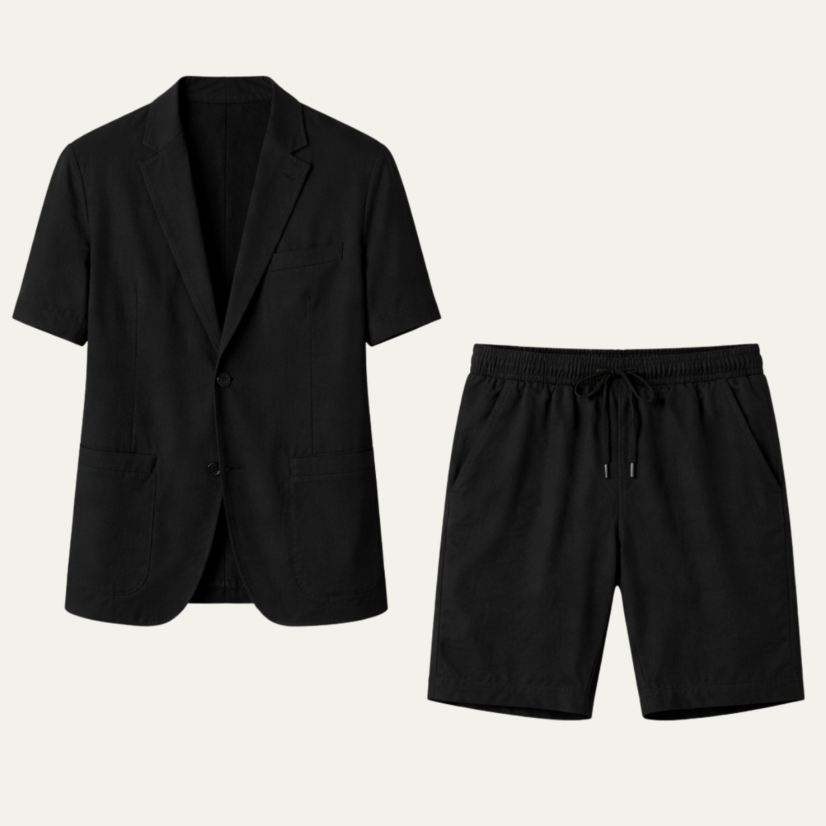 Men's Cotton Linen Shirt Shorts Set - VibreMode