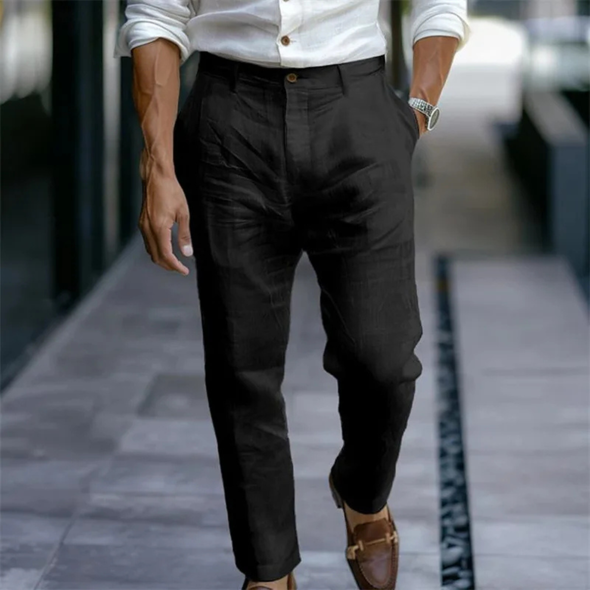 Men's Linen Summer Pants Lightweight Beige