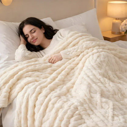 Faux Fur Throw Blanket Soft Plush