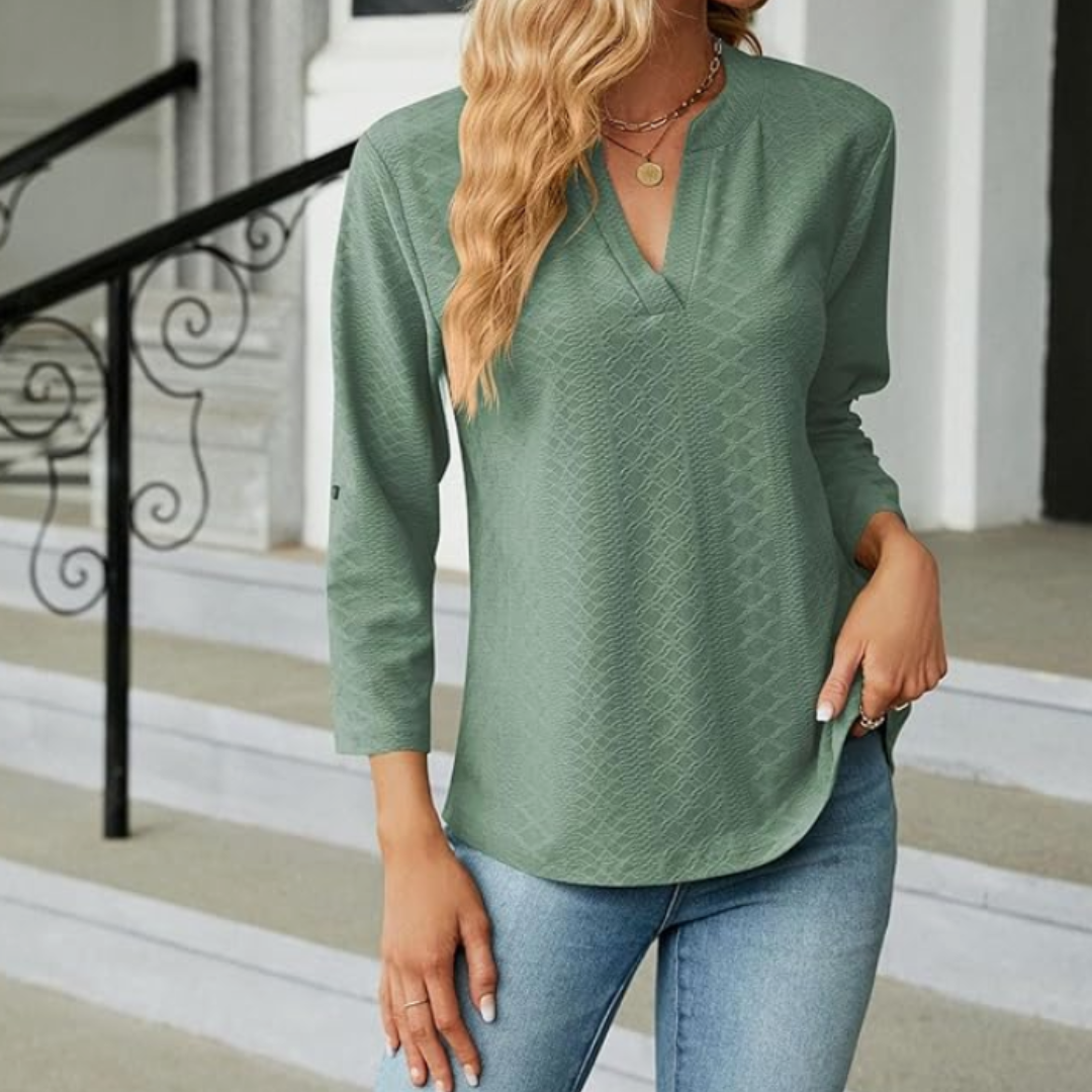 Women's V-Neck Blouse Textured - VibreMode