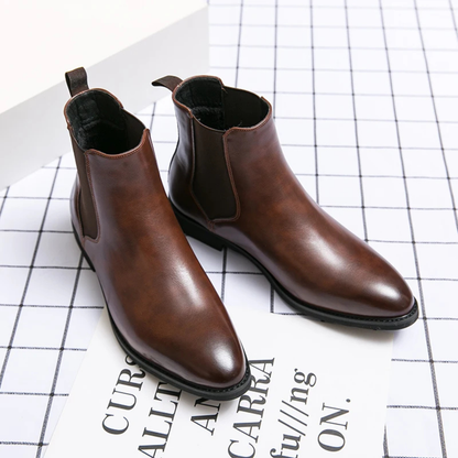 Manduria Men's Leather Ankle Boots Polished Black