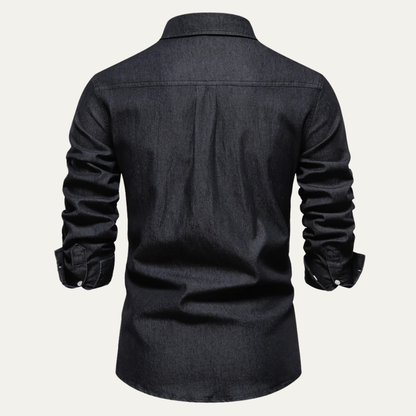 Men's Slim Fit Denim Shirt Double Pockets