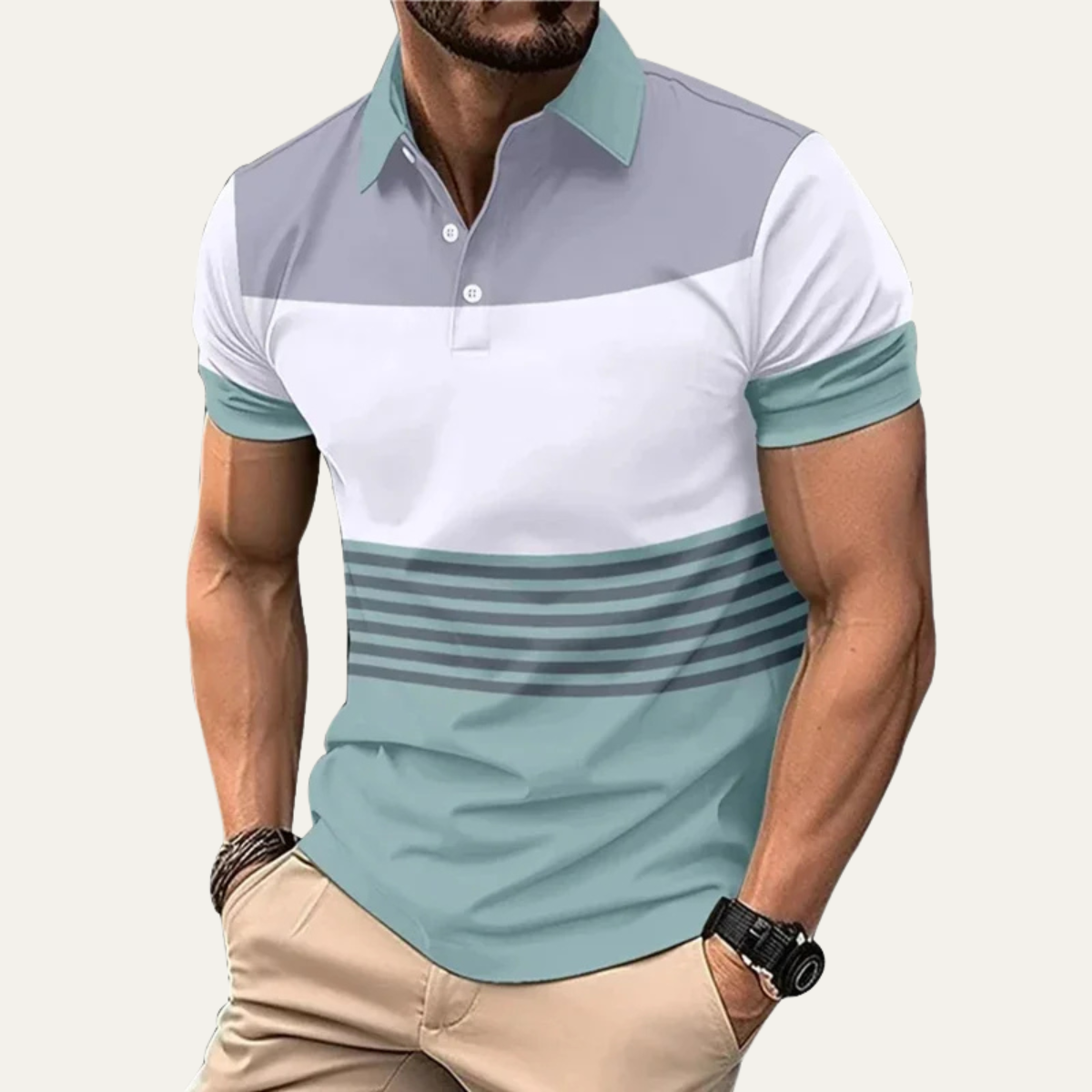 Men's Color Block Polo Shirt Cotton Summer