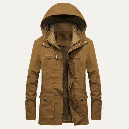 Men's Military Winter Jacket Thick Hooded Multi Pocket