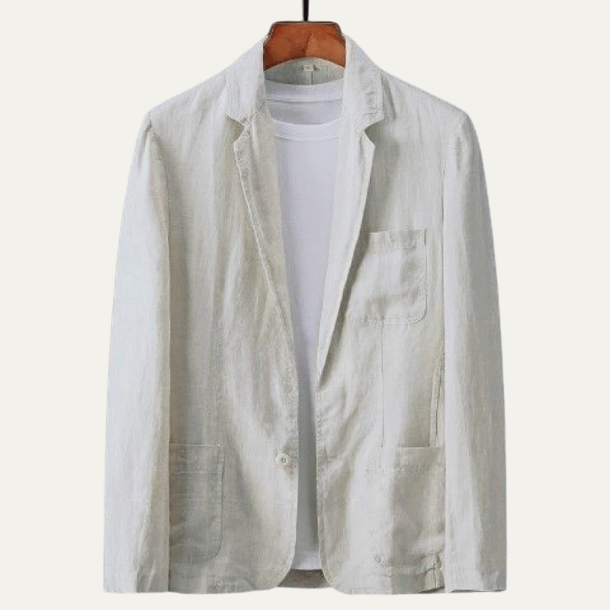 Men's Linen Blazer Lightweight Single Breasted Beige