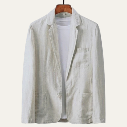 Men's Linen Blazer Lightweight Single Breasted Beige