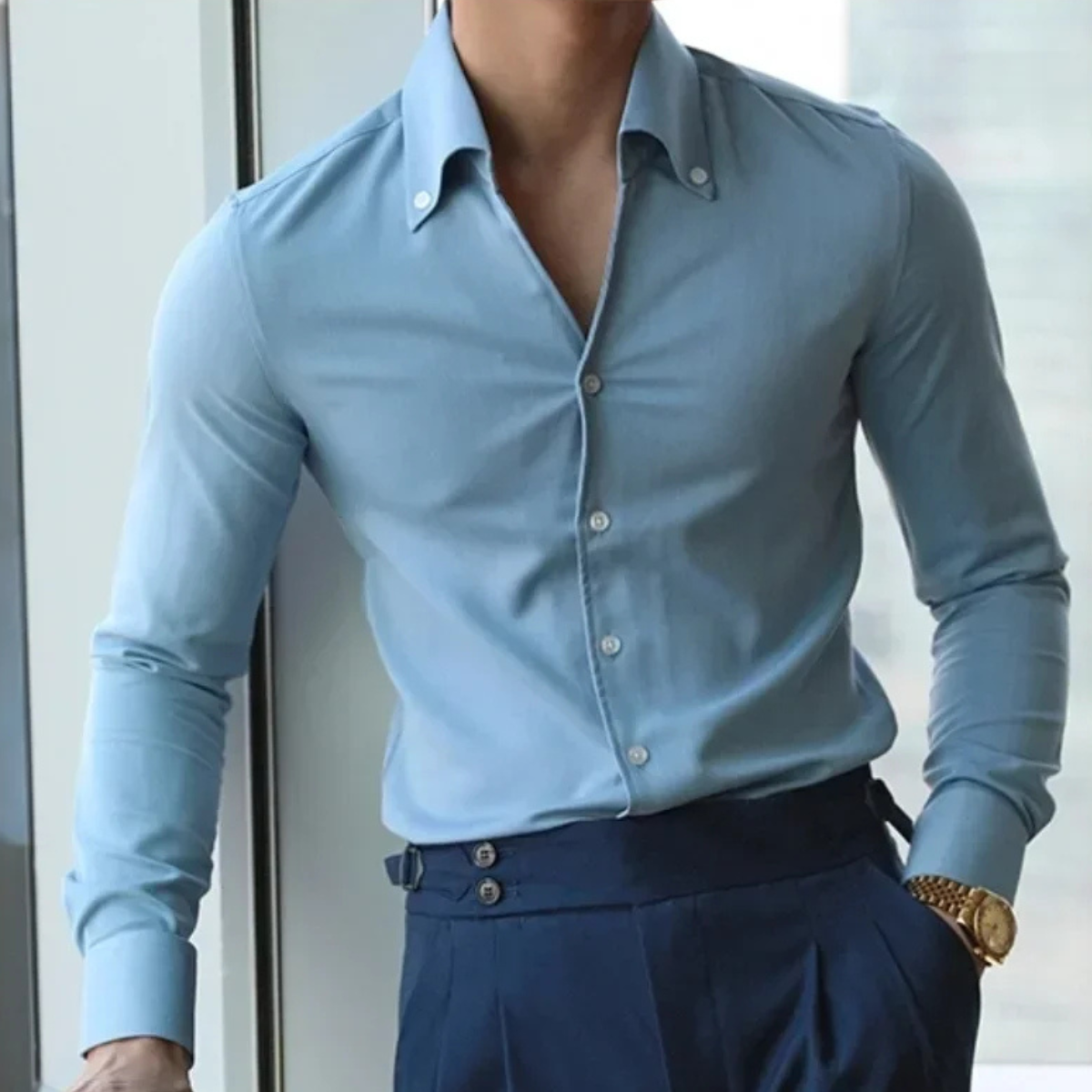 Men's Slim Fit Casual Shirt Wrinkle