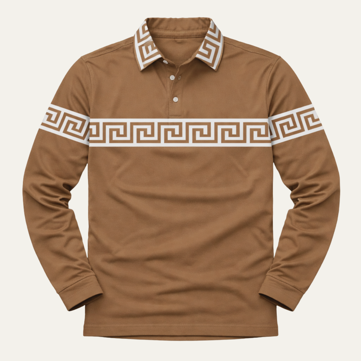 Men's Polo Shirt Greek Key Print Lightweight - VibreMode