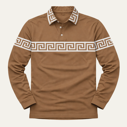 Men's Polo Shirt Greek Key Print Lightweight - VibreMode
