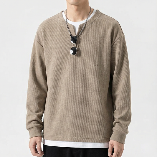 Women's Cotton Split Neck Sweater - VibreMode
