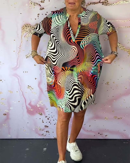 Women's V-Neck Mini Dress Colorful