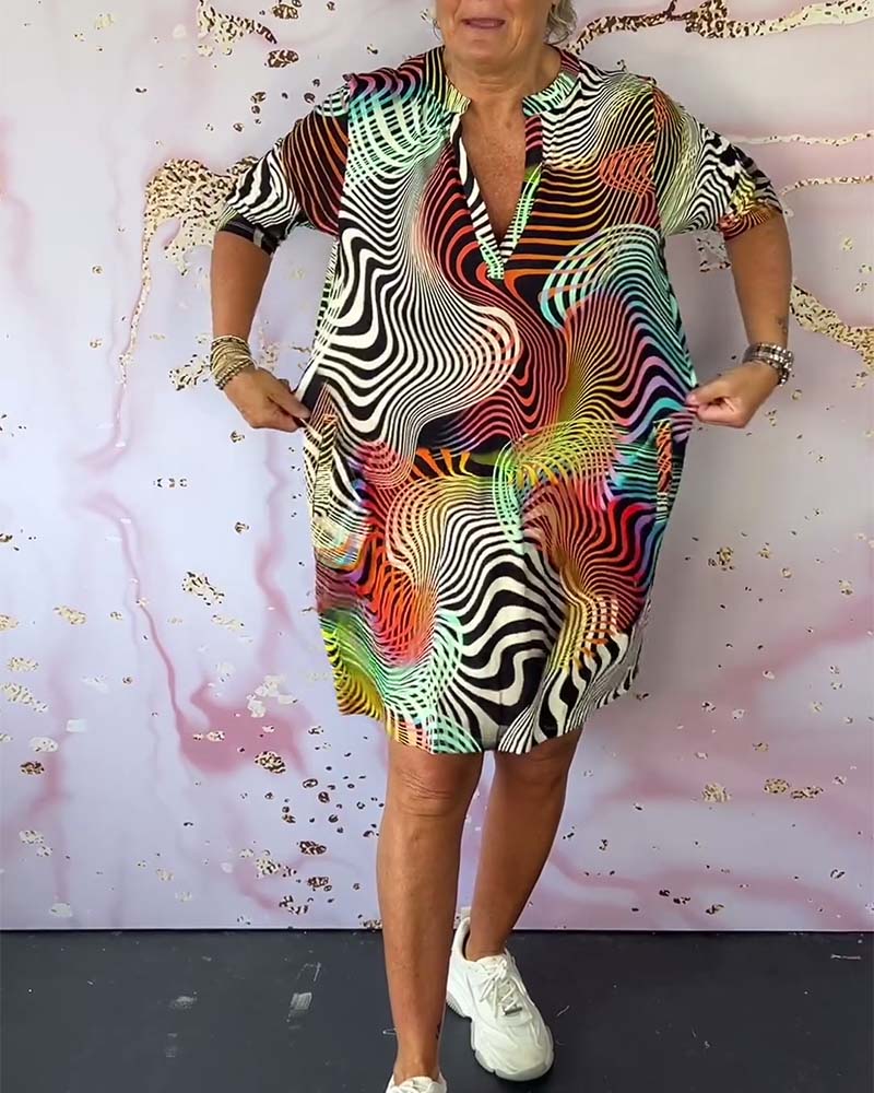 Women's V-Neck Dress Colorful