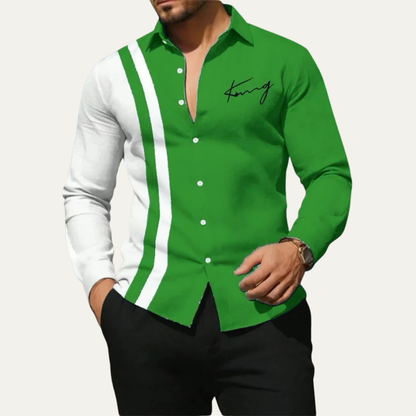 Men's Lightweight Striped Dress Shirt Color Block