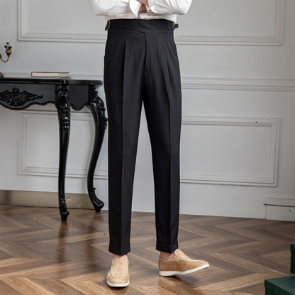 Men's Slim Fit High Waist Dress Pants Straight Leg
