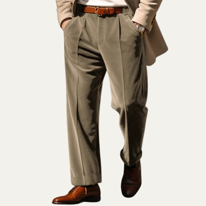 Men's Velvet Straight Fit Pants Solid Color
