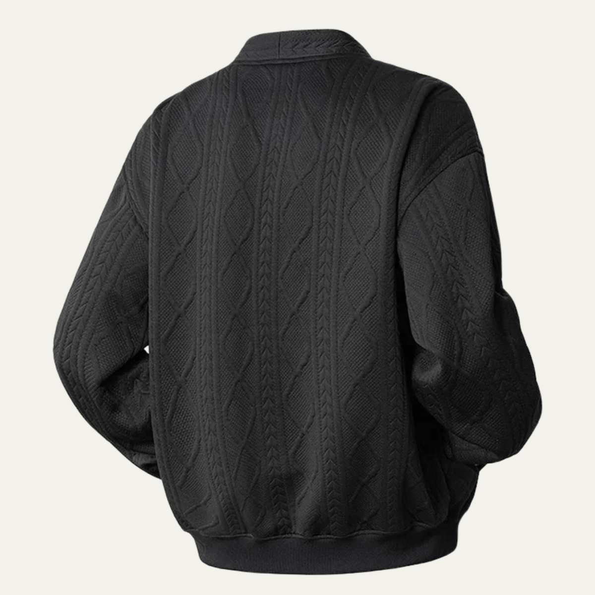 Men's V Neck Cardigan Cable Knit Diamond Pattern