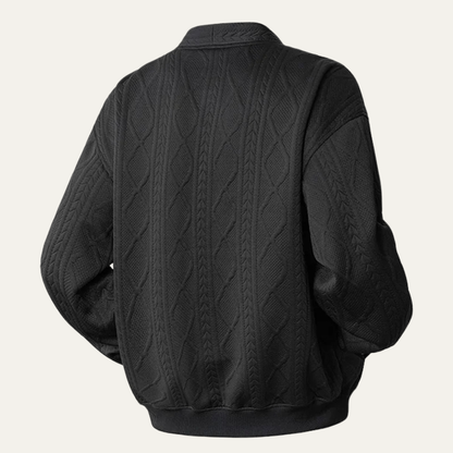 Brindisi Men's Cable Knit Cardigan V Neck Diamond Pattern