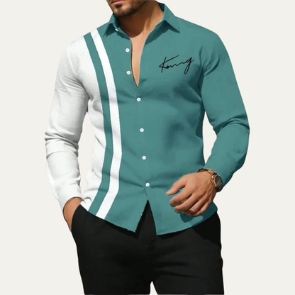 Men's Lightweight Striped Dress Shirt Color Block