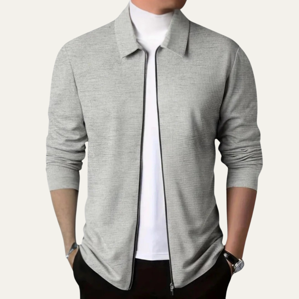 Men's Lightweight Zip Up Knit Jacket