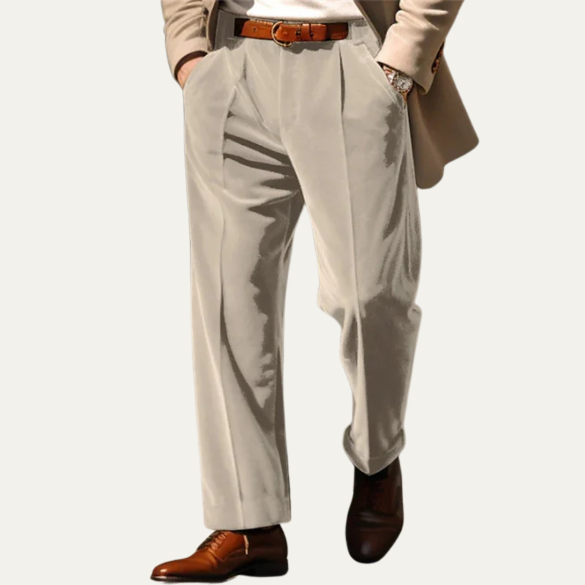 Men's Velvet Straight Fit Pants Solid Color