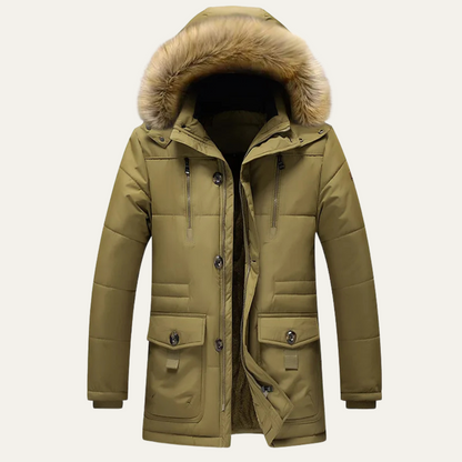 Men's Fur Hooded Parka Jacket