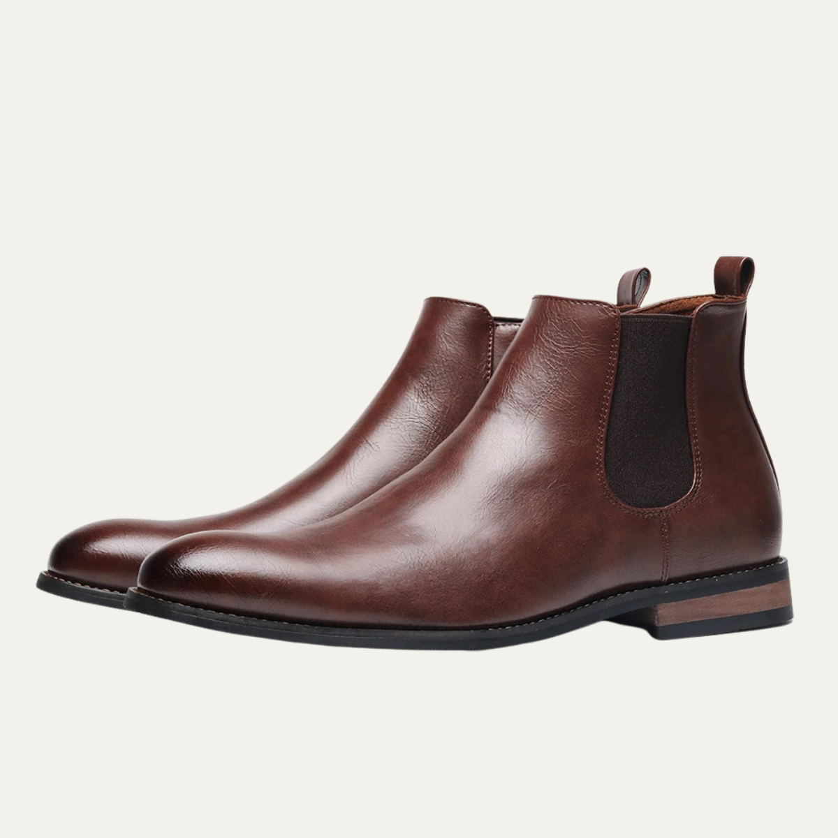 Men's Leather Chelsea Boots Slip On Brown - VibreMode