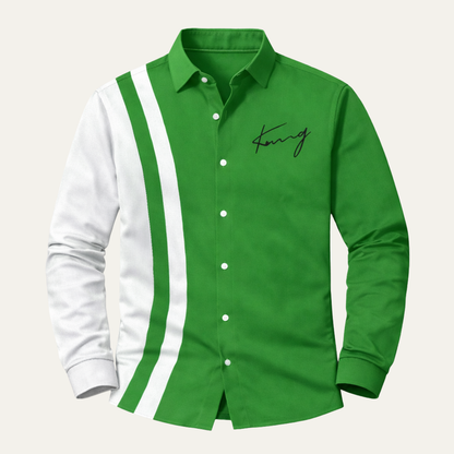 Men's Lightweight Striped Dress Shirt Color Block - VibreMode