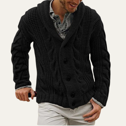 Men's Knitted Cardigan Coarse Yarn Beige