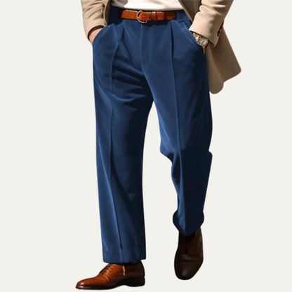 Men's Velvet Straight Fit Pants Solid Color