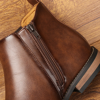 Men's Leather Chelsea Boots Slip On Brown
