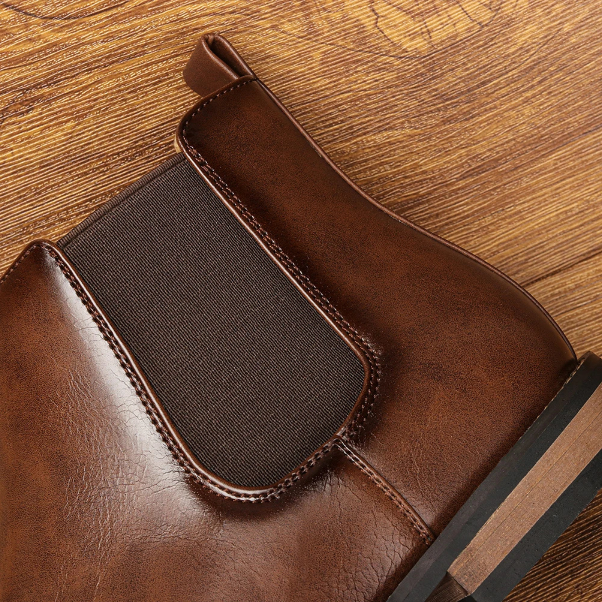 Men's Leather Chelsea Boots Slip On Brown