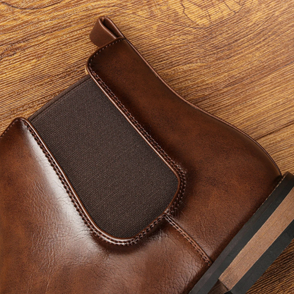 Men's Leather Chelsea Boots Slip On Brown