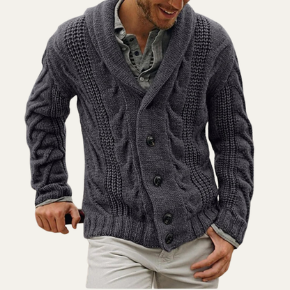 Men's Knitted Cardigan Coarse Yarn Beige