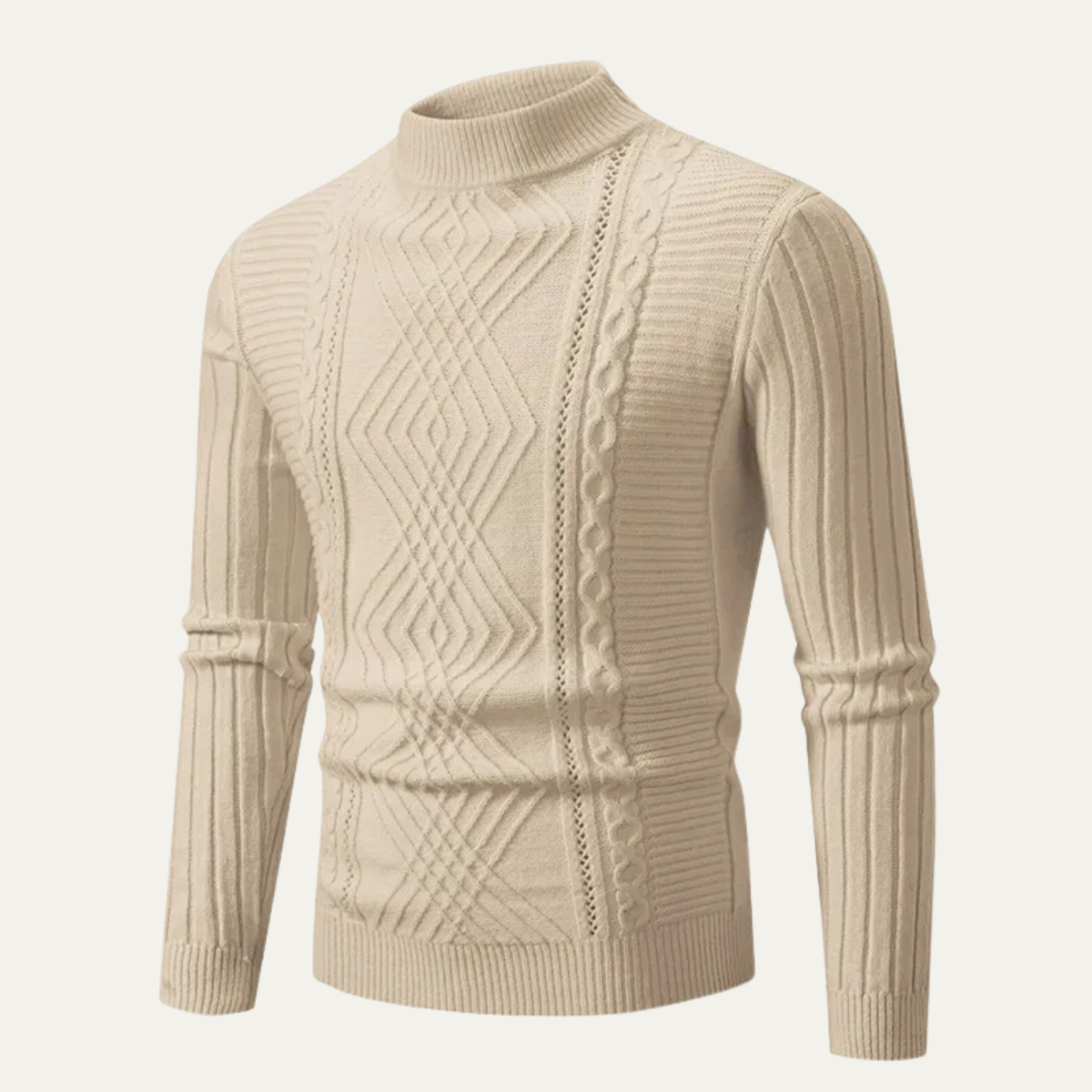 Men's Slim Fit Mock Neck Knit Sweater Ribbed Pullover